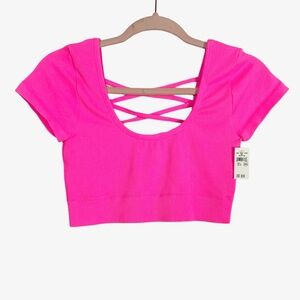 Aerie Hot Pink Crisscross Back Crop Top